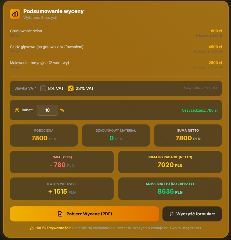 Kalkulator Fachowca 24 - Widok 2