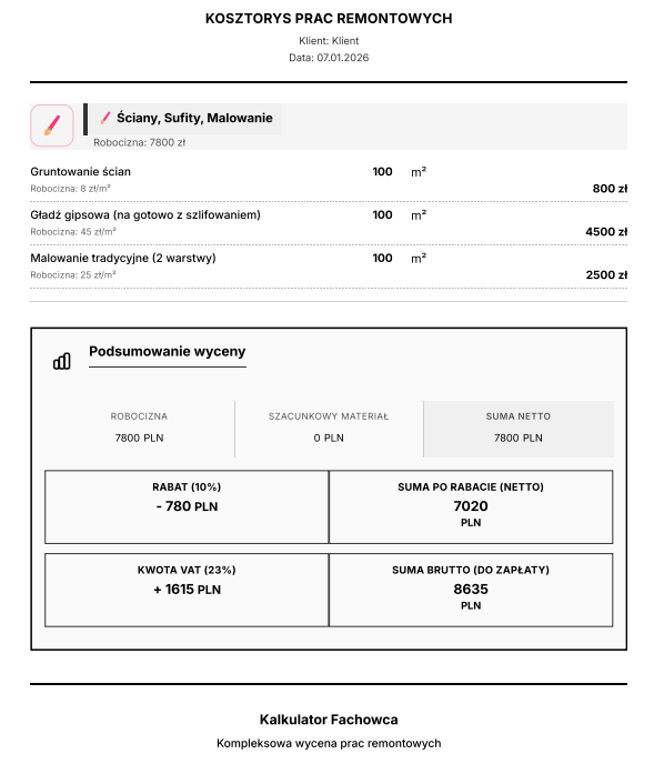Kalkulator Fachowca 24 - Widok 3